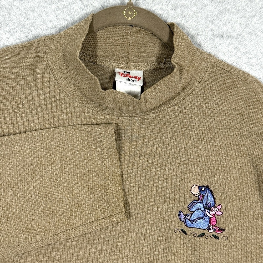 Vintage Disney Store Eeyore Piglet Shirt Womens Large 90s Embroidered Boxy Mock‎